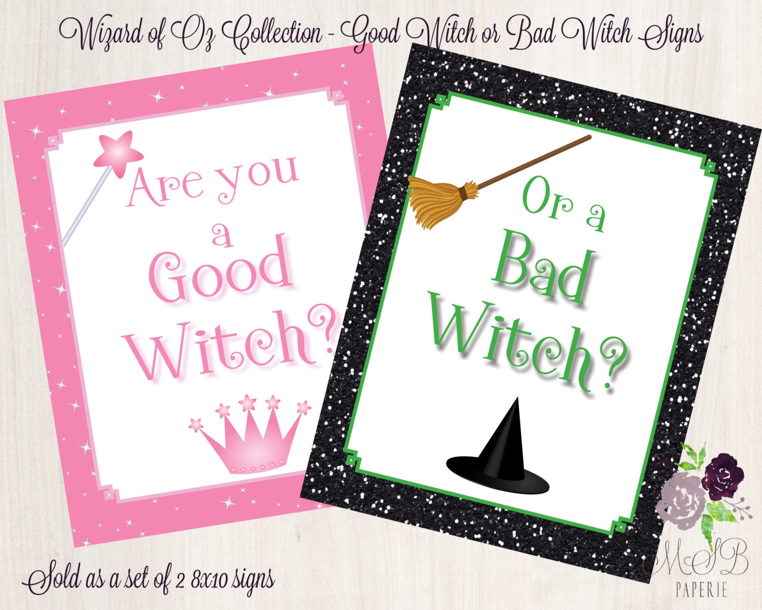 PRINTABLE Wizard of Signs Oz Witch or Etsy - Good Bad Witch