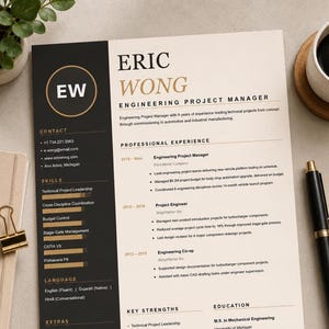 Engineering Project Manager Resume Template | ATS Friendly PMP CV (Word Download)