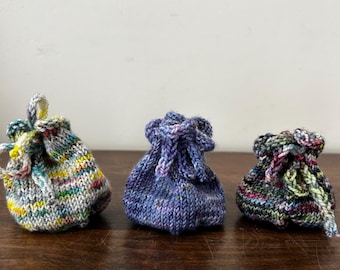 Hand Knit Merino Wool Pouch – Mini Gift Bag, Jewelry Packaging, Tooth Fairy Bag