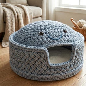 Smiling Dome Pet Cave Crochet Pattern PDF, Cat Cave Crochet Pattern, Dog Bed Crochet Pattern, Pet House Crochet Tutorial, Cozy Pet Nest