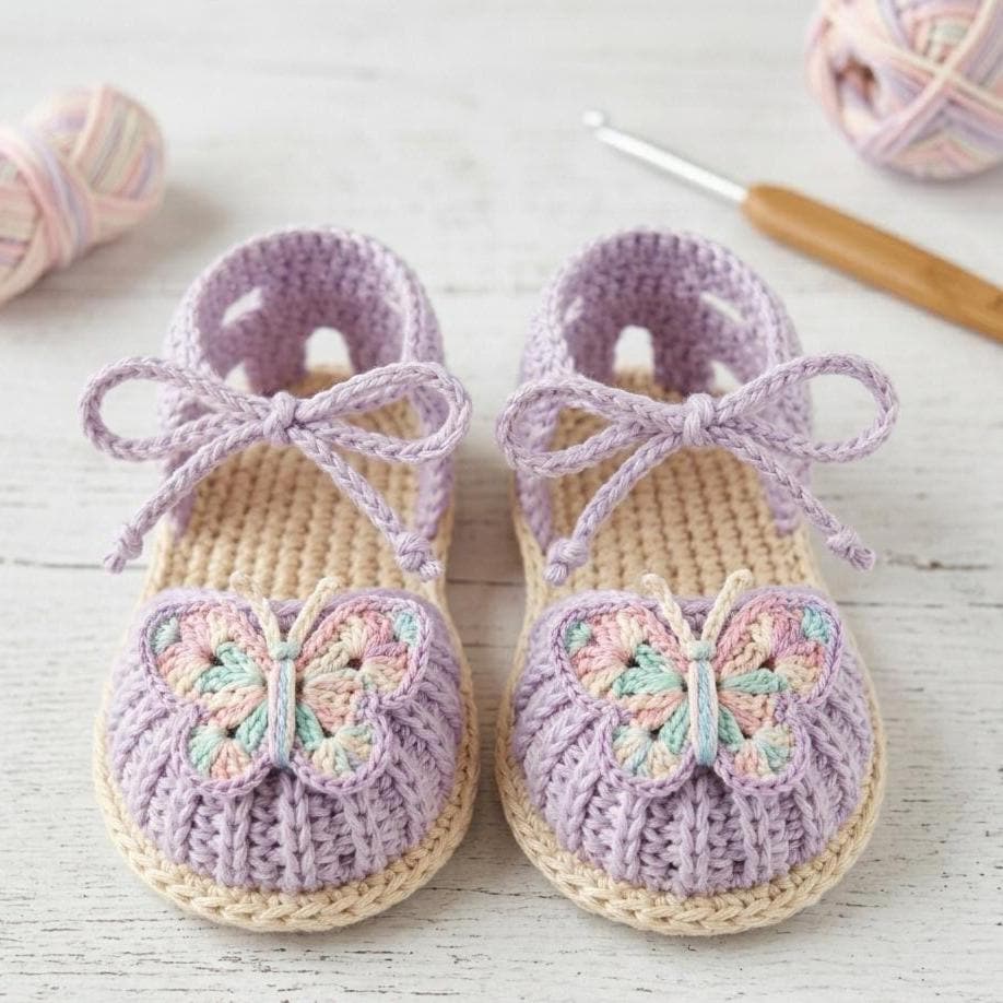 40 Baby Sandal Crochet Patterns for Sweet Summer Shoes, Gifts, and Keepsake Photos 37 Butterfly Baby Sandals Crochet Baby Booties Newborn