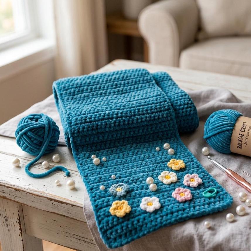 35 Hat and Scarf Crochet Patterns to Keep You Cozy and Creative 22 Plush Flower Scarf Crochet