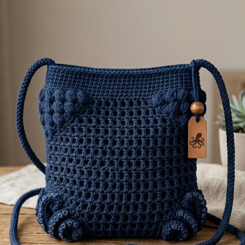 Octopus Shoulder Bag Crochet Pattern PDF, Crochet Octopus Purse, Tentacle Bag Pattern, Ocean Inspired Shoulder Bag...