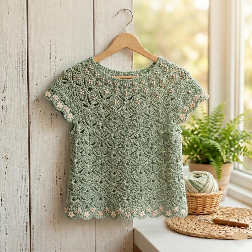 40 Crochet Blouse Patterns with Lace, Wraps, and Granny Squares 26 Wildflower Crochet Top Floral Lace Blouse Cottage-core