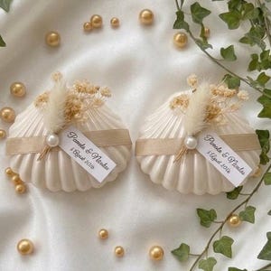 Cadeaux de mariage personnalisés pour les invités, bougie coquillage personnalisée avec fleurs séchées, cadeaux en gros pour les invités d'un mariage sur la plage, enterrement de vie de jeune fille