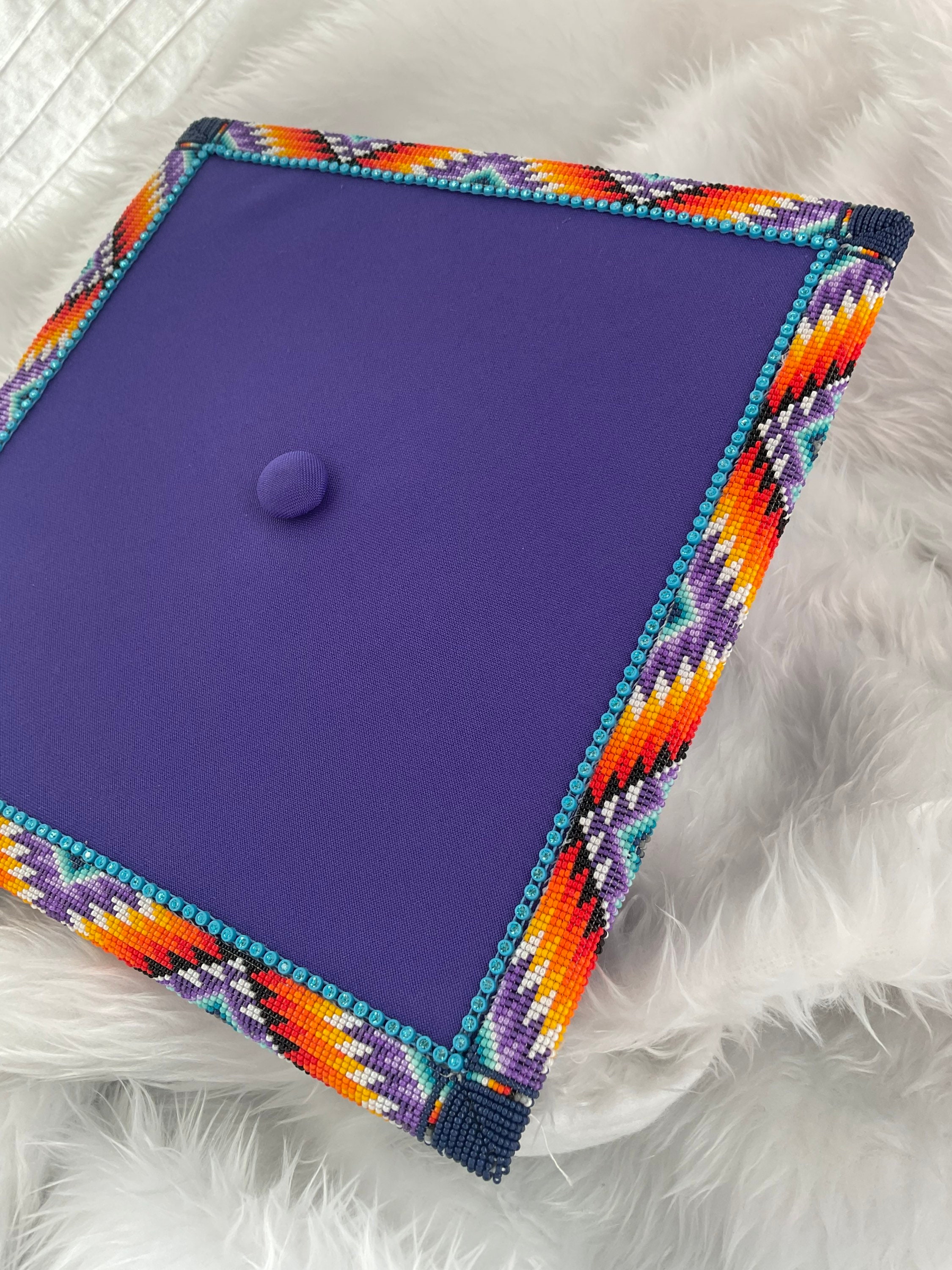 Royal Purple Beaded Graduation Cap Adult Etsy UK