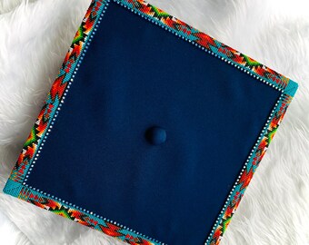 Beaded Graduation Cap Adult Navy Blue Etsy