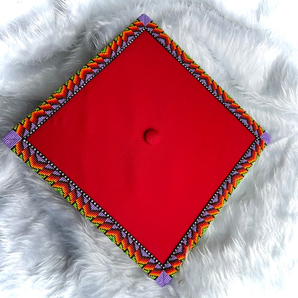 Red Native Beaded Graduation Cap Etsy