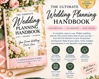 Ultimate Wedding Planner PDF | 49-Page Fillable Wedding Organizer | Budget, Guests, Vendors & Timeline
