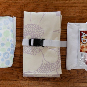 Full body All-in-One Changing Pad Wipeable Waterproof Pockets for Diapers, Cream and Wipes Lavender flowers image 2