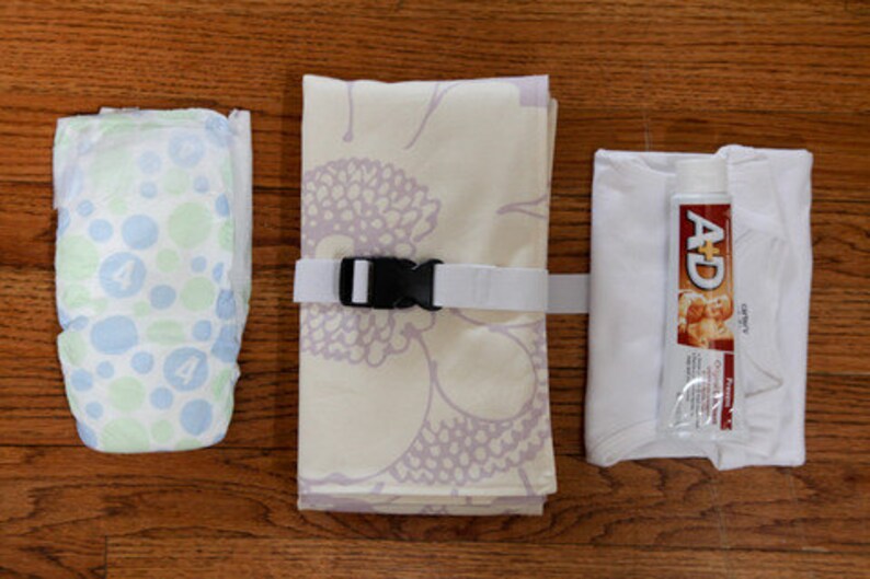 Full body All-in-One Changing Pad Wipeable Waterproof Pockets for Diapers, Cream and Wipes Lavender flowers image 2