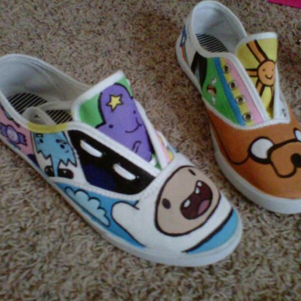 Made to order Adventure Time Shoes. Mens and women's sizes available.