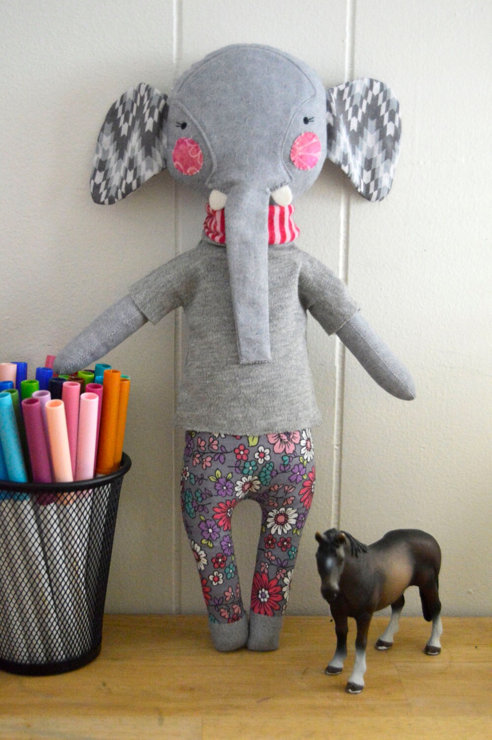 Elephant rag doll Elsie Peanut rosey rag doll modern free Etsy