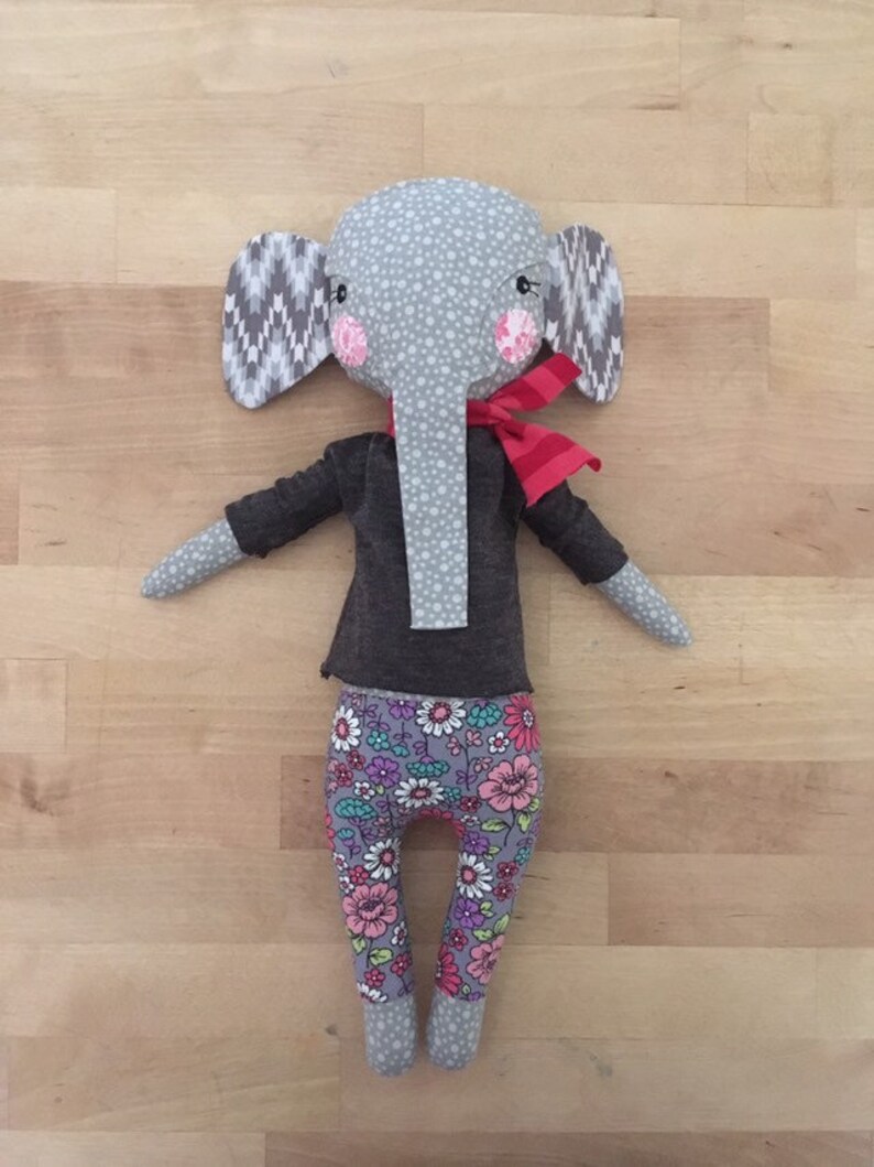 Elephant rag doll Elsie Peanut rosey rag doll modern free Etsy