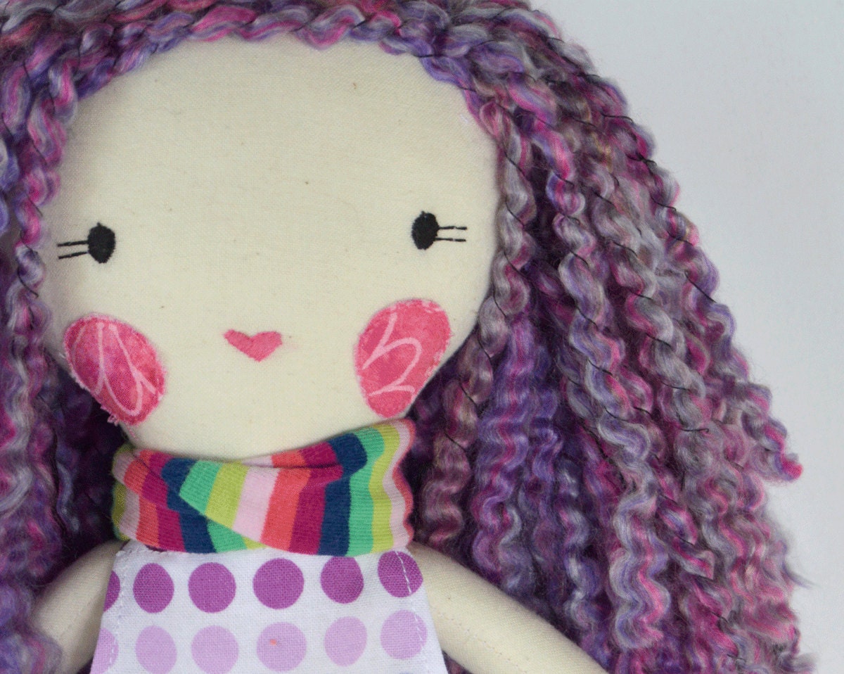 Modern Rag Doll: Violette Purple Hair Rosey Rag Doll Free - Etsy Modern Rag Doll: Violette Purple Hair Rosey Rag Doll Free - Etsy