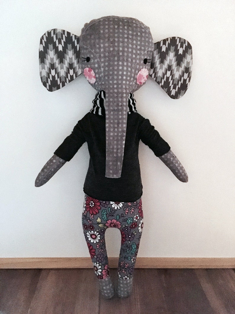 Elephant rag doll Elsie Peanut rosey rag doll modern free Etsy