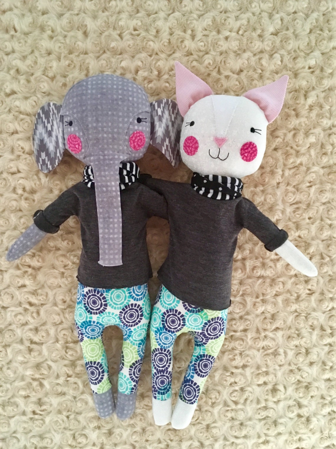 Elephant rag doll Elsie Peanut rosey rag doll modern free Etsy