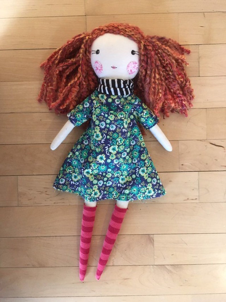 Modern Rag Doll Emmaline Red Hair Rosey Rag Doll Free Etsy