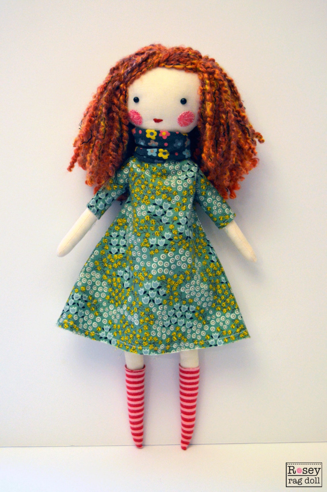 Modern Rag Doll Emmaline Red Hair Rosey Rag Doll Free Etsy