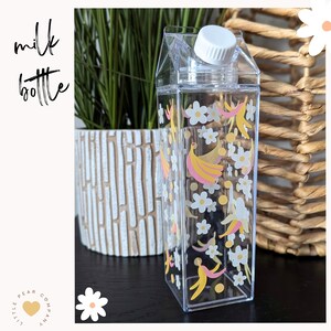 Flower Fruit Banana Milk Carton Water Bottle, Cute Banana Milk Carton Cup, Fruit Milk Bottle Tumbler