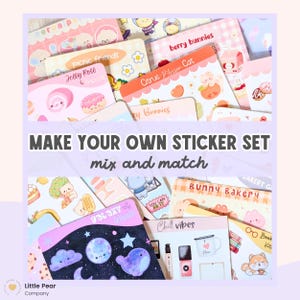 Custom Kawaii Sticker Sheet Pack, Cute Variety Set Stickers, Assorted Vinyl Stickers, Sticker Sheet Bundle - Make Your Own Set