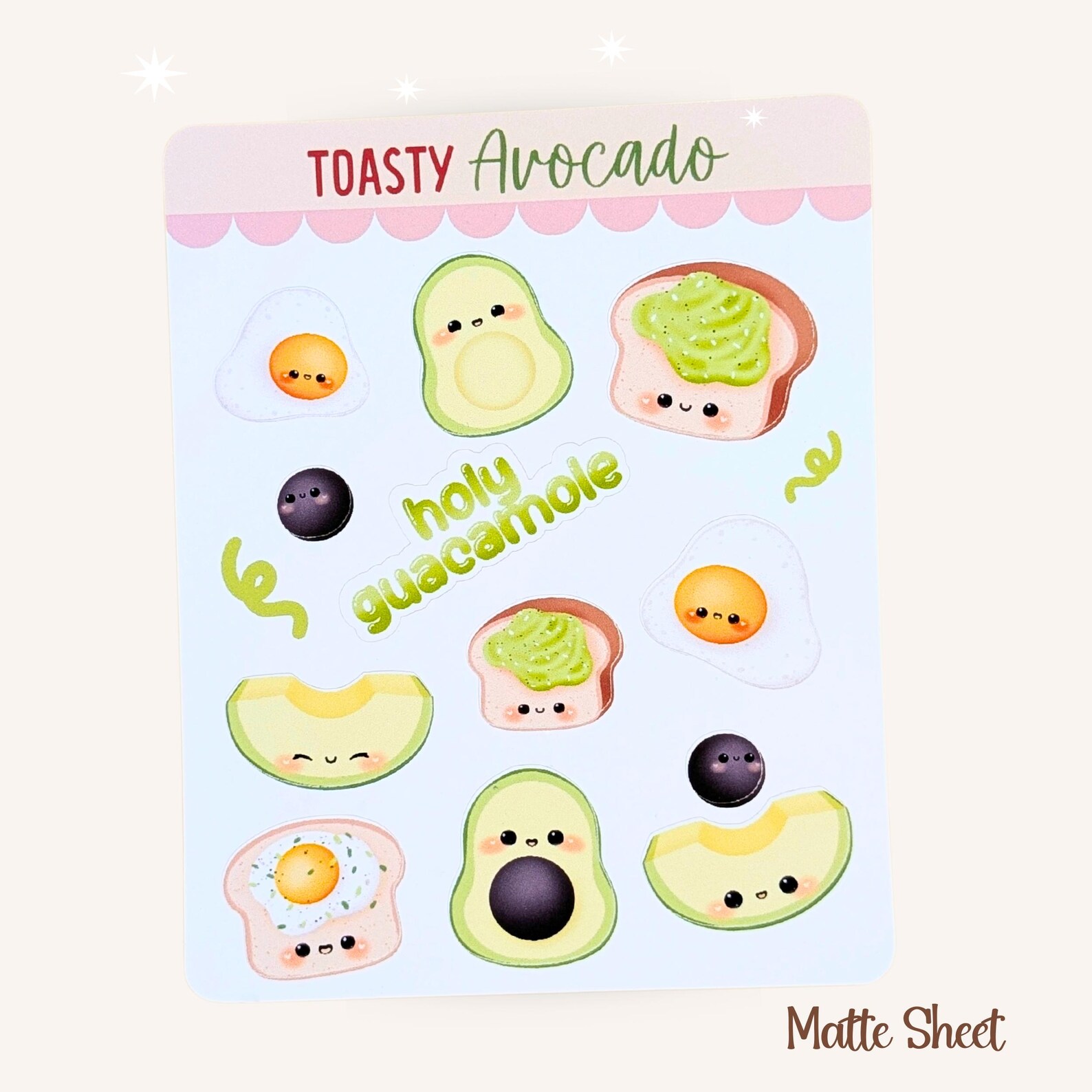 Avocado Toast Sticker Sheet, Kawaii Food Sticker Sheet, Avocado ...