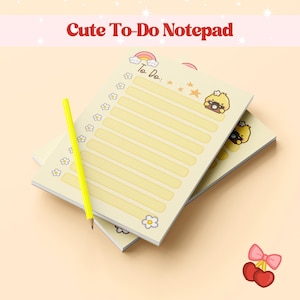 Cute Daily Notepad, Kawaii To-Do Memo Pad, Yellow Duck 4x6 Notepad, Cute Desk Accessory Stationery Pad, Memo Sheets