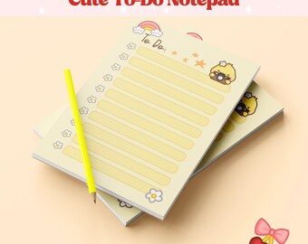 Cute Duck Notepad, Kawaii To-Do Memo Pad, Yellow Duck 4x6 Notepad, Desk Stationery Pad, Memo Sheets