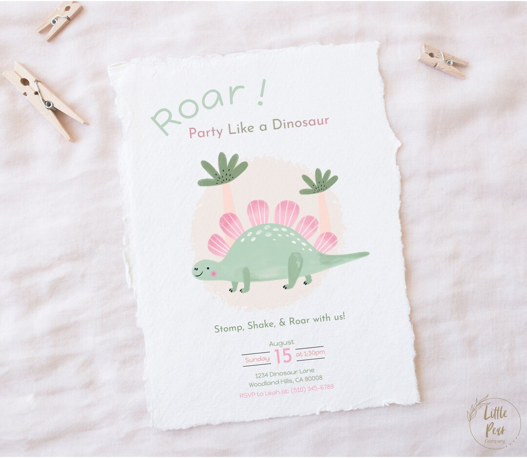 Dinosaur Birthday Invitation Dino Party Invite Printable Etsy