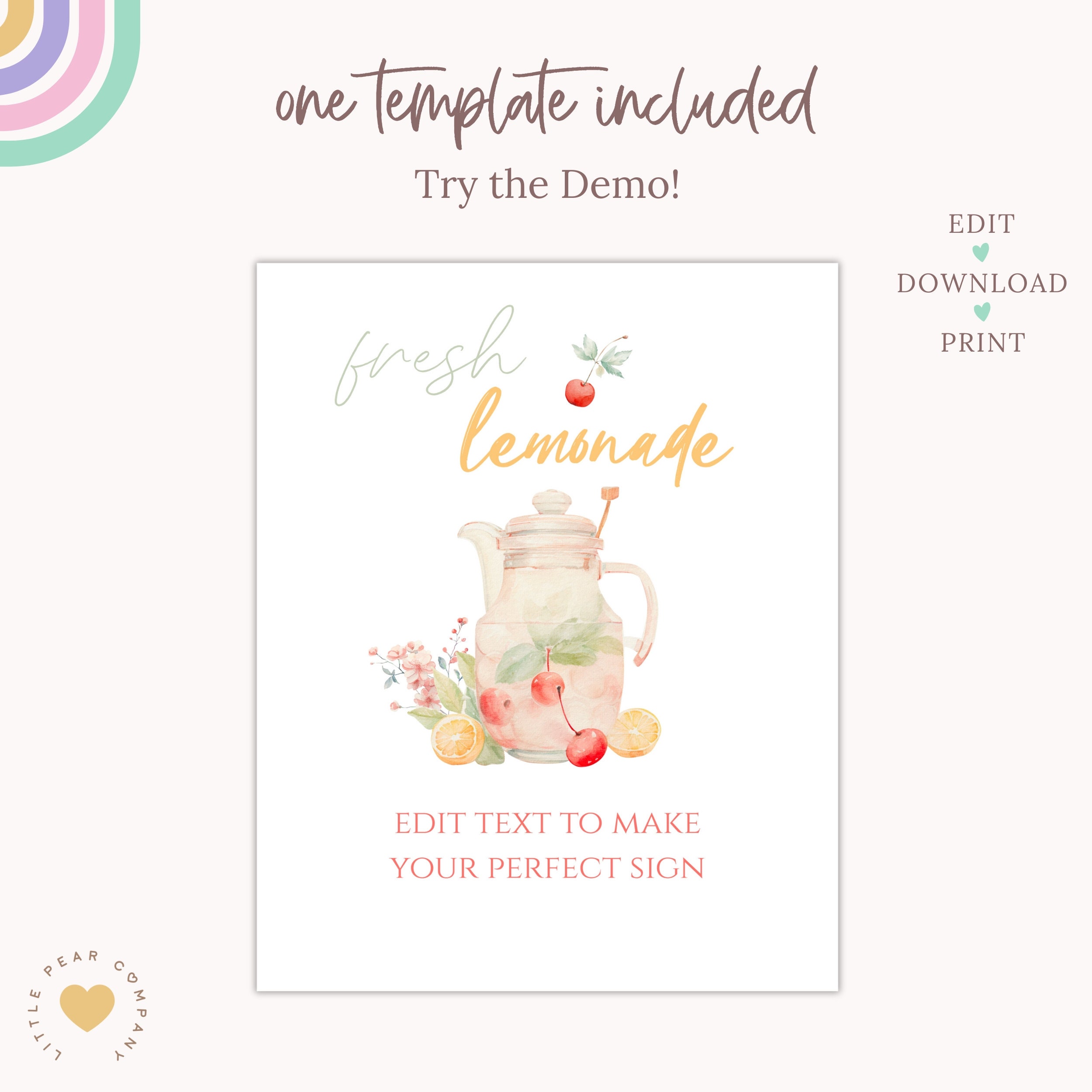 Printable Lemonade Party Sign, Editable Lemonade Bar Sign, Brunch ...