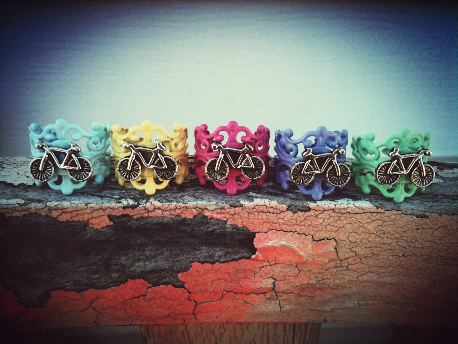 bicycle bike ring in 5 colors filigree adjustable Etsy