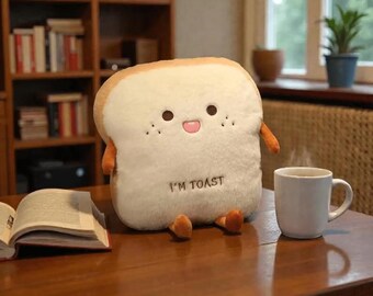 Kawaii Toast Plush Pillow – Soft Bread Cushion, Cozy Room Decor, Stuffed Toy
