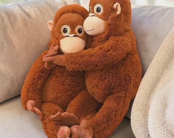 25-Inch Hugging Monkey Plush Toy – Soft Stuffed Animal, Polyester, PP Cotton Filling