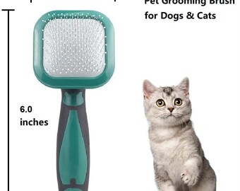 Pet Hair Remover for Dogs & Cats, Self Cleaning Slicker Comb, Deshedding Brush for Puppies Kittens, Fur Removal Gadget Home Use