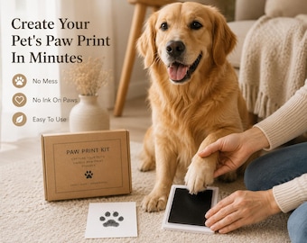 Pet Paw Print Kit: Mess-Free Inkless Paw Keepsake for Dogs, Cats