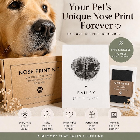 Inkless Pet Nose Print Kit, Mess-Free Keepsake, Pet Lover Memory Decor