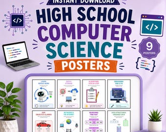 High School Computer Science Posters: 9 Visual Programming Concepts (Digital Download)