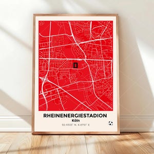RheinEnergieStadion Stadium Poster, Cologne Poster, Stadium Map Print, Mid Century Modern Sports Wall Art, Minimalist Stadium Poster,