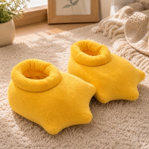 Pantuflas con forma de huella de animal / Zapatos de casa de peluche con forma de pato y dinosaurio - Divertidas y acogedoras sandalias para parejas.