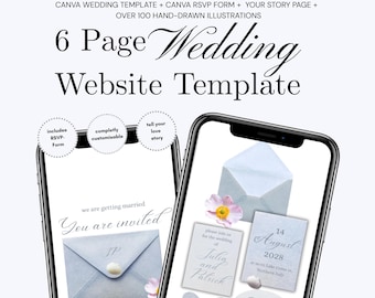 Old Money Wedding Website Template | Soft Simple Canva Digital Invitation (Instant Download)