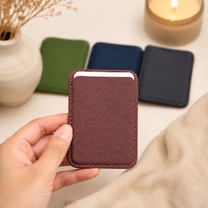 Magnetic Phone Card Holder Wallet, Tech Woven Slim Stick On Pocket, Minimalist Card Storage Case, Black Phone Wallet