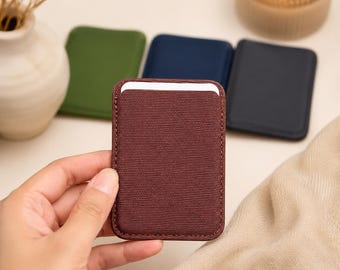 Magnetic Phone Card Holder Wallet, Tech Woven Slim Stick On Pocket, Minimalist Card Storage Case, Black Phone Wallet