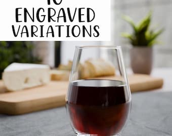 W5R Stemless Wine Glasses | Engraved 11.5oz (10 variations)