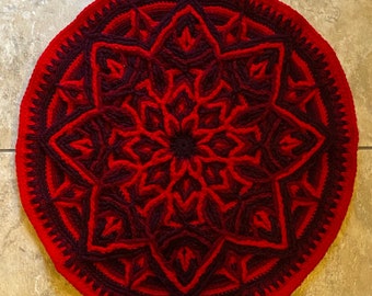 Ruby Hellfire Rug: Throw Rug in Brioche Crochet