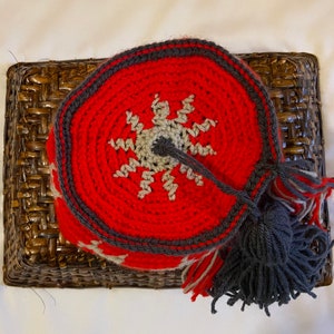 Mosaic Tile Hat: Crocheted Fez-Style Fringed Winter Hat image 7