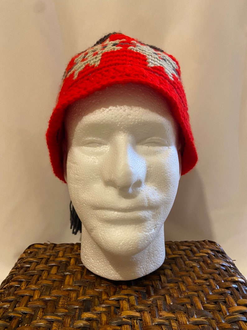 Mosaic Tile Hat: Crocheted Fez-Style Fringed Winter Hat image 2