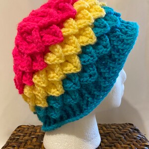 Pansexual Pride Hat in Dragon Scale Stitch
