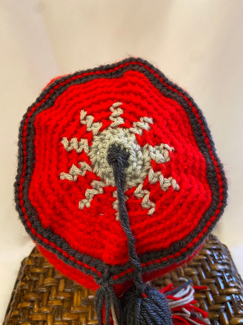 Mosaic Tile Hat: Crocheted Fez-Style Fringed Winter Hat image 6