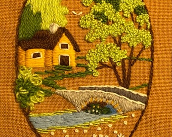 Cryptid Pastoral: Bridge Troll Crewelwork Embroidery