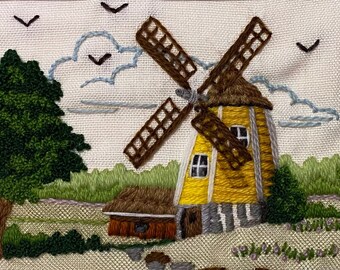 Cryptid Pastoral : broderie de chat de Kinderdijk